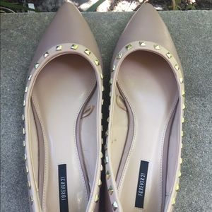 Studded faux leather flats